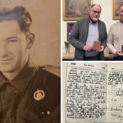 Left: Private Terry Parker, top right: Terry's sons, and excerpt from his diary