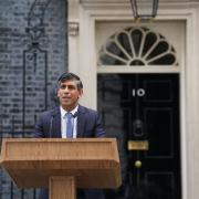 Prime Minister Rishi Sunak leaving Downing Street earlier today ahead of PMQs
