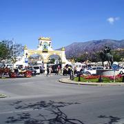 Fuengirola market entrance,complete with tourist carriages