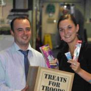 BOXING CLEVER: Dorset Echo editor Toby Granville and Echo reporter Miriam Phillips launch Treats for Troops