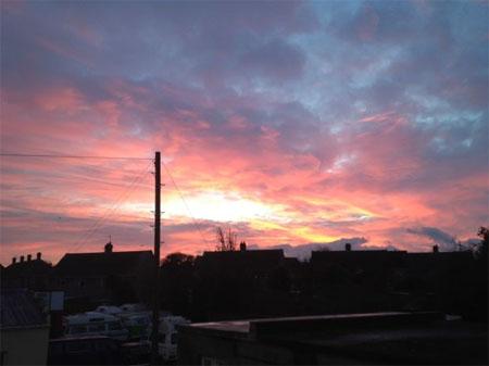 This is the sunrise taken from the office at Stuart Barnes Ltd in Weymouth. Tweeted by @SBL_DT4
