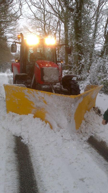 Snow 2013 around Dorset. tuart Carless Landcrop production Manager from The Watercress Company, with his team has been clearing the roads around Owermoigne, tincleton, Briantspuddle and Affpuddle this morning.  It was part of a strategy established by the