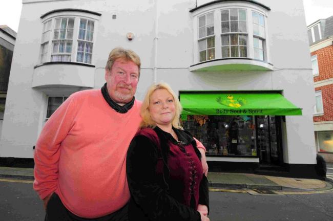 Pictured outside Weymouth's Wesleyan chapel are owners John Conway and Alison Chan