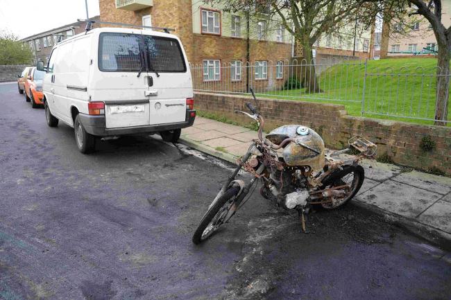 THIRD INCIDENT: Fire damaged bike and van in Chapelhay, Weymouth