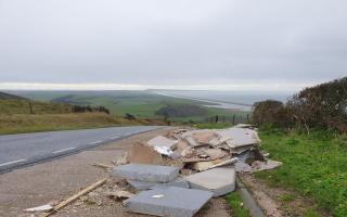 Flytipping in lay-by at top of Abbotsbury Hill Picture: Martin Lea