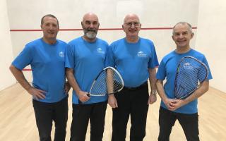 Dorchester racketball first team from left: Lyn Stockham, Gary Biles, captain Andy Gilkes and Keith Loader