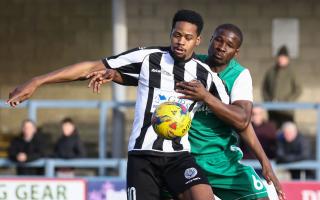 Former Dorchester Town striker Emile N'Goy, left, has been filmed recruiting footballers to spot-fix matches Picture: PHIL STANDFIELD