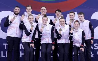 Kirsty Way, bottom right, won gold in Sofia as part of Great Britain's all-round team