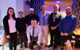 Pictured is Dr Mark Townsend, President, and Stan Knight, vice-president, of the Island and Royal Manor of Portland Rotary club, together with Rona owner Bedran Ozkan, and some of his staff.
