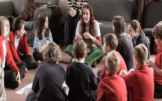 Jess Leigh from Bold Voices hosts one of the many workshops with young pupils from Blandford schools as part of the Nurturing Equality Festival held at Bryanston