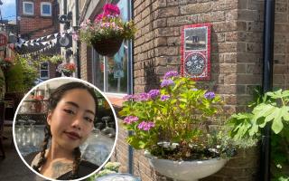 Ambience Dorset cafe exterior with owner Suzan Ngan