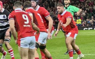 Harri O'Connon, right, playing for Wales against Barbarians in November