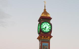 Weymouth's Jubilee Clock is lighting up green for the Samaritans this weekend