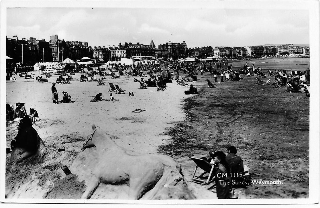Early sand sculptures on Weymouth Beach. From the Terrence Gale collection