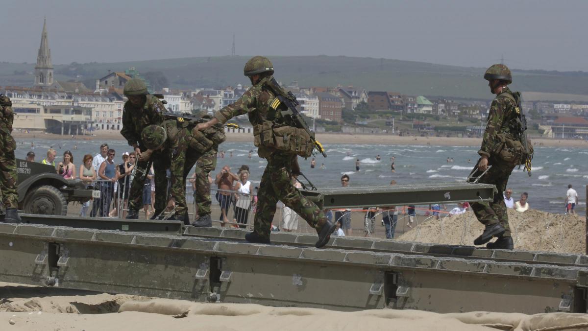 Royal Engineers on Weymouth Beach.