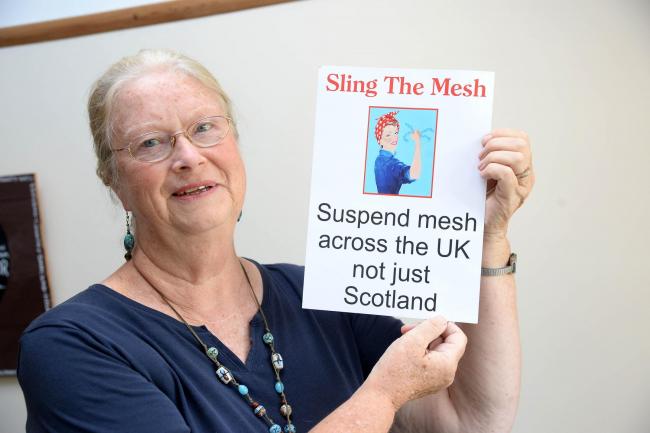 Janie Jarman csatlakozott a Sling the Meshhez, és felszólította a művelet felfüggesztését az Egyesült Királyságban.  Kép: Finnbarr Webster