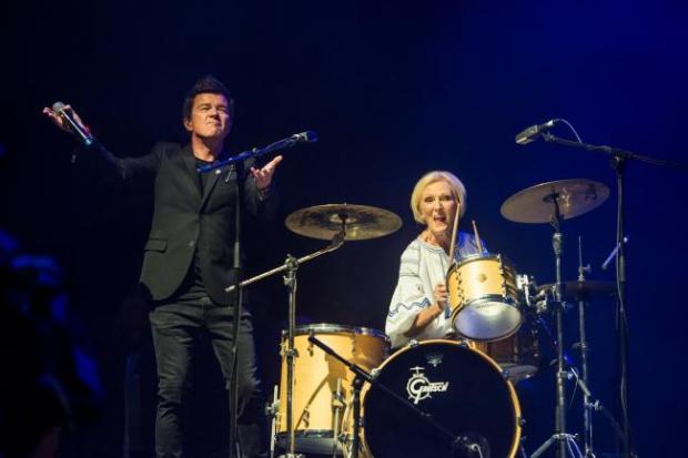 Dorset Echo: Mary Berry on stage at Camp Bestival with Rick Astley